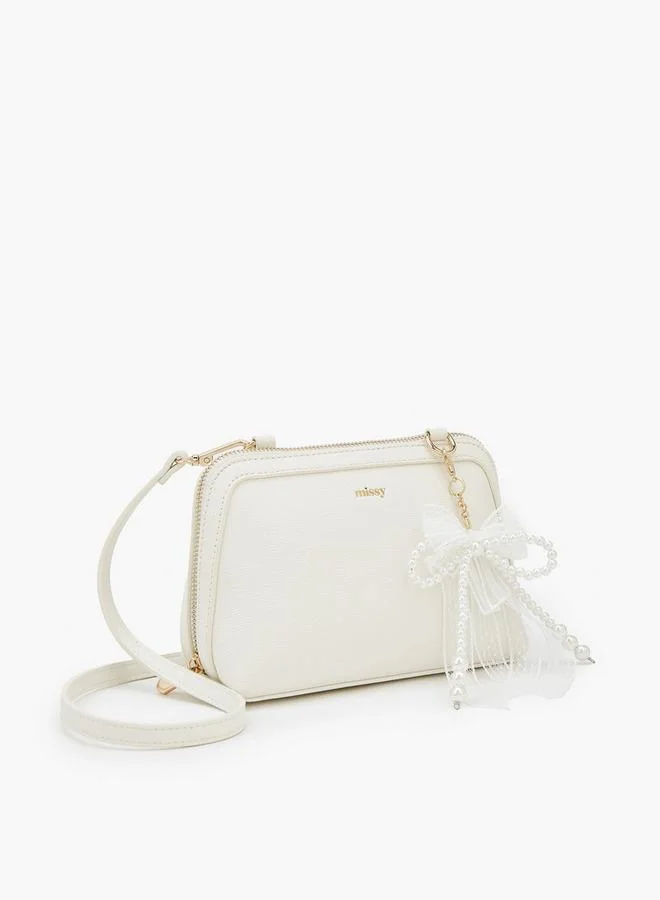 MISSY BEIGE Charm Accent Crossbody Bag With Detachable Strap for Women | Best Price UAE